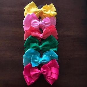 6 new Large Hair Bow Clips